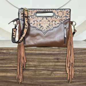 Bolso de Lujo de Cuero de Vaca con Flecos y Diseño Floral Occidental, Novedad 2026, para Dama - Product Image 5