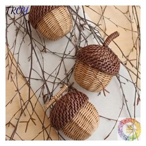 Adorno de regalo de ratán hecho a mano con forma de bellota, recuerdo tejido natural para cumpleaños, aniversario, boda y regalo de inauguración de casa - Product Image 4