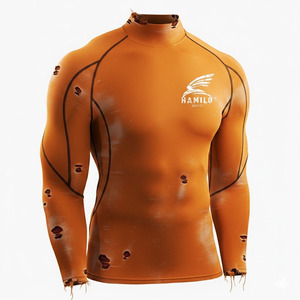 Chemise de compression à manches longues pour homme en coton 100% de haute qualité, légère et respirante avec motif uni - Product Image 4
