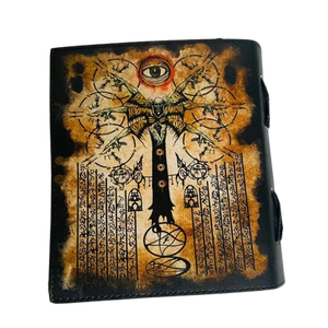 Carnet en cuir personnalisé A6 à spirales avec couverture magnétique, écologique, imprimé noir et blanc, carnet de croquis vintage, cadeau pour étudiants - Product Image 1