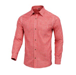 Chemise bavaroise rouge pour homme, authentique, en coton, à manches longues, du S au 4XL - Product Image 1