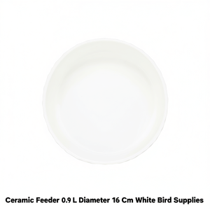 Mangeoire en céramique 0,9 L diamètre 16 cm blanche pour oiseaux - Product Image 2