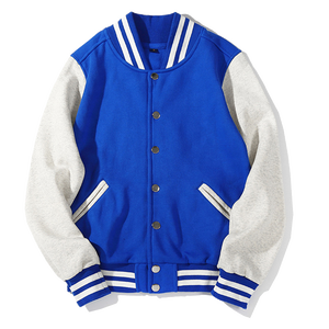 Blouson d'hiver en laine pour homme unisexe avec col à capuche boutonné et poche décorative College Letterman Bomber Coat - Product Image 6