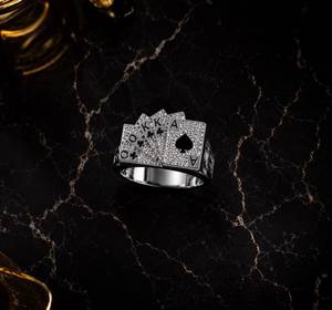 Sterling Silver Poker Ring Royal Flush <b>Playing</b> <b>Cards</b> CZ Statement Band Casino Jewelry Gambler Gift Mens Womens Fine Jewelry - Product Image 1