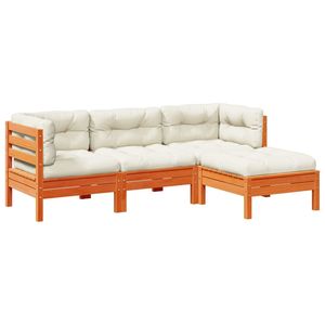 Set Divano da Giardino in Cera Marrone e Crema - Product Image 2
