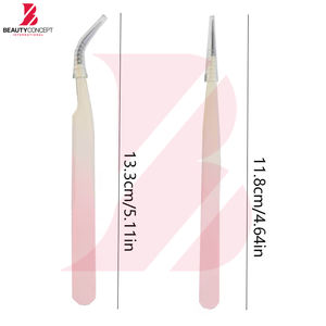 Pinzas para Extensión de Pestañas con Degradado Blanco y Rosa, Pinzas de Acero Inoxidable de Alta Precisión para Volumen de Pestañas con Empaque Premium - Product Image 2