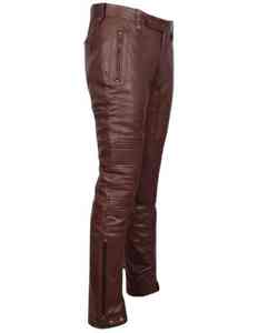 Pantalon d'extérieur en cuir pour homme, style vintage, coupe droite, taille haute, devant plat, cordon de serrage, respirant, POWER DRY, meilleur prix - Product Image 3