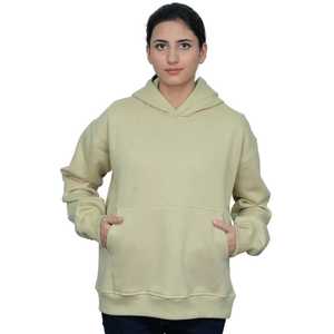 Sudadera con Capucha de Poliéster y Algodón Estampada para Mujer, Color Beige Puro, Estilo Casual, Corte Holgado, Manga Larga, Cómoda y a la Moda - Product Image 3