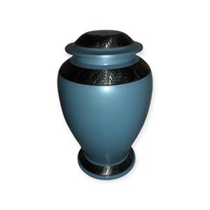 Urne funéraire élégante en métal violet foncé avec bande florale noire pour une présentation commémorative élégante - Product Image 6