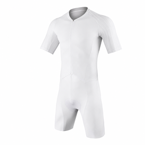Men's White <b>Cycling</b> Suit <b>Short</b> Sleeve Full Zip Front with <b>Padded</b> <b>Shorts</b> Spandex Quick Dry Athletic Wear Customized Logo - Product Image 1