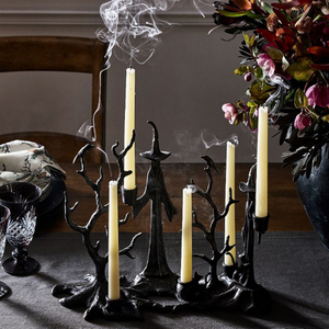 Porte-bougie en aluminium moulé noir pour centre de table, thème sorcière, pour Halloween - Product Image 3