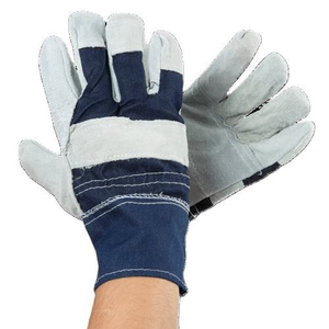 Gants de travail en cuir pleine main imperméables avec manchette renforcée, anti-choc et antidérapants, bleu et blanc, pour la protection extérieure hivernale - Product Image 1
