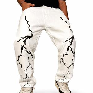 <b>Men's</b> Fashionable Breathable Streetwear Party Denim <b>Jeans</b> Torn Mid Waist Straight-leg Casual Wear Bulk Pack - Product Image 3