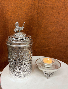 New Arrival Akhand Diya Metal Handmade Exquisite Luxury Decorative <b>Lamp</b> Set with Bird Finial Design - Product Image 2