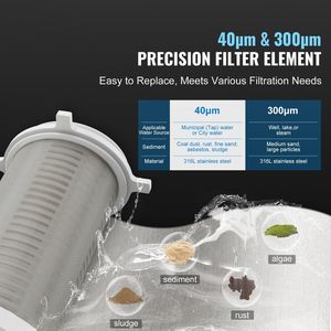 Filtro centrifugo da 40 micron + 30 micron per la rimozione di sedimenti in tutta la casa, prefiltro per acqua di pozzo con FNPT da 3/4 pollici, MNPT da 1 pollice, capacità 4 T/H - Product Image 2