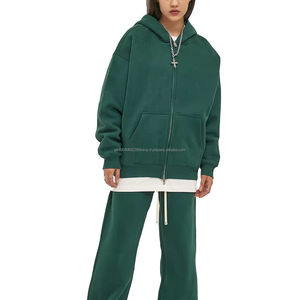 Conjunto Deportivo Verde de Alta Calidad, Talla Única, Chaqueta con Cremallera y Pantalones de Algodón y Poliéster, Conjunto Deportivo Unisex al por Mayor de Fábrica - Product Image 1