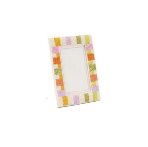 Multicolor Striped Seed Bead Photo <b>Frame</b> Handmade Glass Bead Picture Holder Tabletop Portrait Display Stand Office Home Decor - Product Image 1
