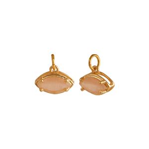 Peach Cats Eye Marquise Gemstone Chapado en oro Prong Setting Colgante Conector Hecho a mano Fabricación de joyas Suministros para collar - Product Image 2