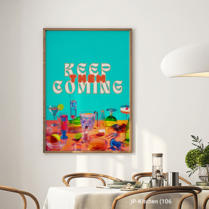 Impression sur toile sur le thème de la cuisine, affiche illustrative de fête avec des boissons éclatantes, décoration murale amusante pour les amateurs de boissons - Product Image 2