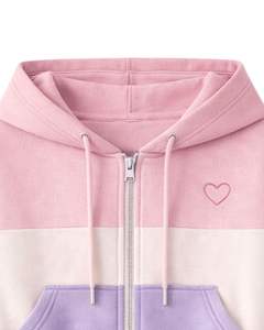 <b>Women</b> Pink Lavender And Color Block Crop Zip Hoodie <b>Shorts</b> Set <b>Cargo</b> Pocket Casual Two Piece Outfit Polyester Cotton Wholesale - Product Image 5