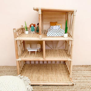 Maison de poupée écologique en rotin, jouet d'imaginaire pour enfants, meilleur choix, prix le plus bas - Product Image 4