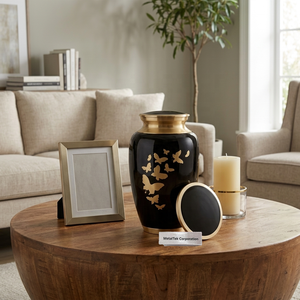 New Brass Cremation Urn Memorial Ashes <b>Jar</b> Gold Butterfly Inlay Unique Funeral <b>Jars</b> Hot Sale Keepsake Decorative Burial Urns <b>Jar</b> - Product Image 2