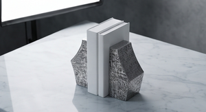 Serre-livres texturés en métal argenté, design moulé, pour la décoration de la maison et du bureau, vente en gros - Product Image 4