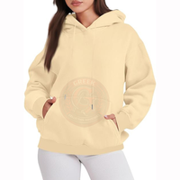 Sweat-shirt à capuche épais pour femme en molleton de coton doux, coupe décontractée à épaules tombantes, style streetwear pour la mode automne-hiver