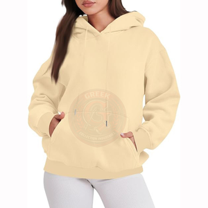Sweat-shirt à capuche épais pour femme en molleton de coton doux, coupe décontractée à épaules tombantes, style streetwear pour la mode automne-hiver - Product Image 1