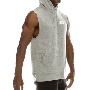 Sudadera con capucha de algodón de buena calidad al por mayor, personalizada para hombre, ropa informal, sudadera sin mangas lisa para hombre en venta - Product Image 3