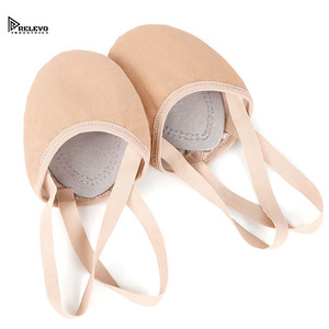 Chaussons de danse en cuir personnalisés à bout pointu, semelle fendue en daim, sangle élastique, doublure absorbante, légers, pour l'entraînement de danse, vente en gros - Product Image 4