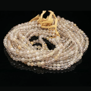 Perles rondes à facettes dorées Rutile 6-7mm Pierre précieuse naturelle pour la fabrication de bijoux - Product Image 3