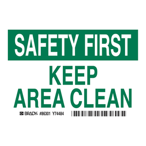 Étiquettes autocollantes durables Brady Safety First Keep Area Clean, finition mate, utilisation intérieure/extérieure - Product Image 3