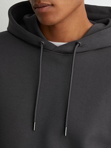 <b>Men's</b> <b>Grey</b> Solid Cotton Hooded <b>Sweatshirt</b> Regular Fit Pullover Hoodie with Kangaroo Pocket Drawstring - Product Image 6