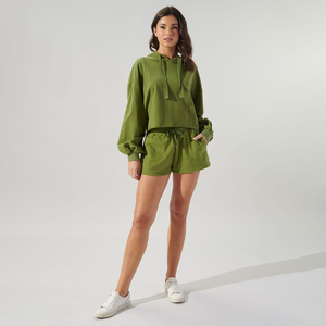 Shorts de sport en molleton de coton pour femme, respirants, coupe-vent, anti-plis, pour l'été, entraînements et tenues décontractées, taille élastique pour un effet push-up - Product Image 6