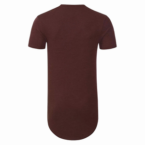 <b>Men's</b> <b>Longline</b> Crew Neck <b>T</b>-<b>Shirt</b> Solid Color Knitted Short Sleeve Casual Fit Regular Length O-Neck Design Plain <b>T</b> <b>Shirt</b> - Product Image 4