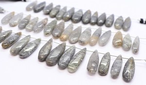 ลูกปัดหินซันสโตนสีดำธรรมชาติทรงหยดน้ำขนาด 8 นิ้ว ความยาว 8x26 ถึง 10x32 มม. แบบเรียบเนียน AAA จำนวนมาก - Product Image 6