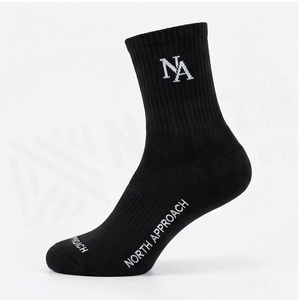 North Approach Crew <b>Socks</b> <b>Black</b> Letter Print Breathable Adults Spring Casual <b>Socks</b> - Product Image 3