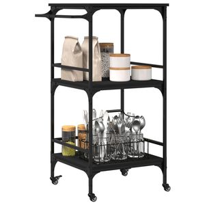 Carrello cucina nero 23.8 "x 19.7" x 41.3 "in legno con cucina e carrelli - Product Image 5