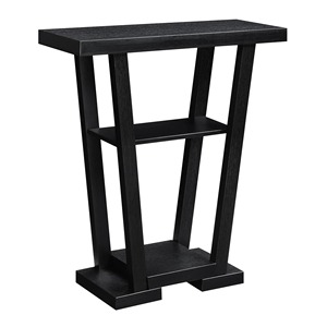 Table console moderne en fer avec base inclinée et étagères ouvertes pour salon d'appartement - Product Image 3