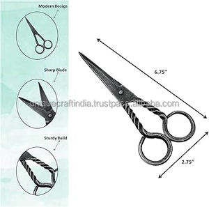 Ciseaux en fer torsadé pour la préparation des aliments Ciseaux à cheveux professionnels enduits de couleur noire Prix bon marché avec logo de marque personnalisé - Product Image 5