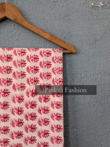 ผ้าพิมพ์ลายบล็อกอินเดีย ผ้าฝ้าย 100% ลายดอกไม้ สำหรับตัดเย็บเสื้อผ้า - Product Image 4