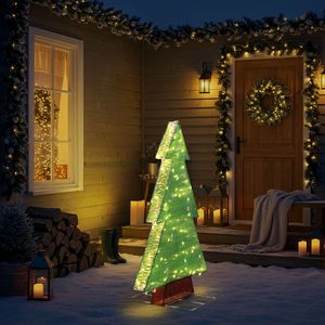 Albero di Natale Pre-Illuminato da 120 cm per Decorazioni da Giardino, 110 Luci LED Bianco Caldo, Decorazioni Natalizie per Esterni e Interni in PE - Product Image 5