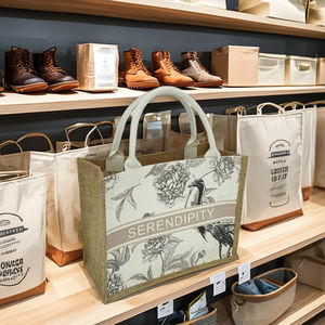 Bolsas de compras de marca hechas de yute con algodón incorporado para tiendas de comestibles y centros comerciales - Product Image 1