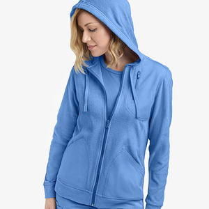 Nouveau design personnalisé – Sweat à capuche pour femme avec cordon de serrage, poches zippées, coupe ajustée, en molleton de coton, pour l'hiver – Blousons de travail pour femme - Product Image 1