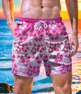 <b>Men's</b> Floral Print Board Shorts Quick Dry Drawstring Waist Casual Swim <b>Trunks</b> for Beach Summer - Product Image 1