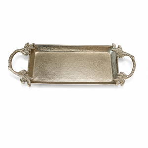 Luxury Handmade <b>Gold</b> Aluminum Oval <b>Serving</b> <b>Tray</b> with Elegant Antler Handles Antique Finish Decorative Platter for Home Hotel - Product Image 6