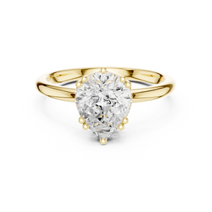 Bague de fiançailles en or jaune avec diamant de laboratoire taille poire brillant, sertie à griffes et design solitaire élégant pour mariée - Product Image 1