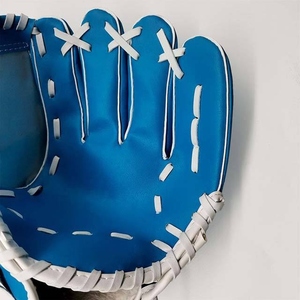 Gant de baseball synthétique bleu pour droitier, pour outfield, à doigts entiers, avec fermeture auto-agrippante, taille adulte, antidérapant, toutes saisons - Product Image 3