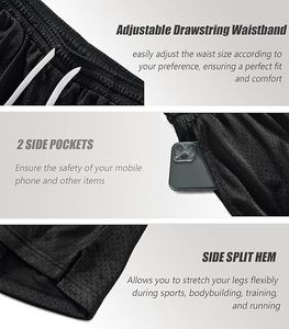 Shorts en mesh pour homme, entrejambe 6 pouces/9 pouces, shorts de sport respirants pour la gym et les entraînements, toutes les couleurs sont disponibles. - Product Image 4